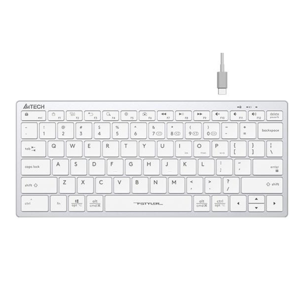 Безжична клавиатура A4TECH FBX51C FStyler Grayish White, Bluetooth, 2.4 GHz, USB-C, Кирилизирана, Бял - A4-KEY-FBX51C-WHITE