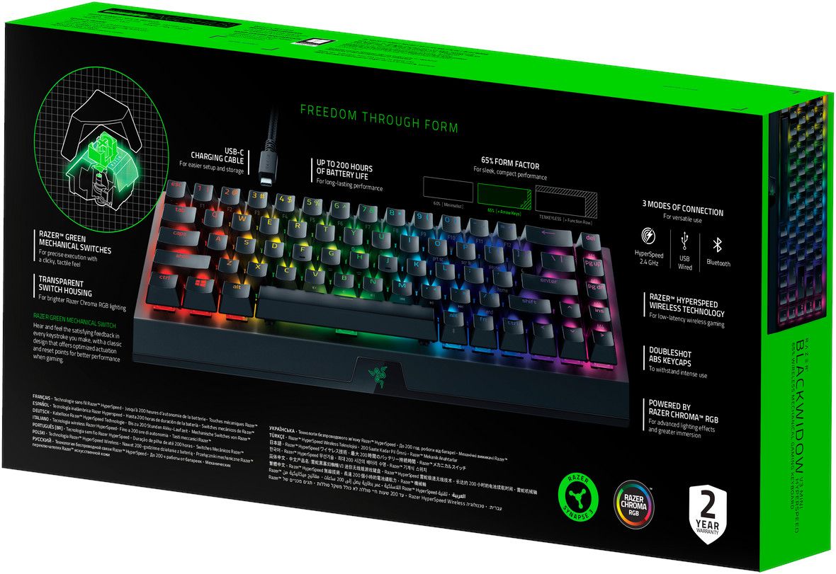 Razer BlackWidow V3 Mini HyperSpeed (Green Switch), US Layout, HyperSpeed Wireless (2.4 Ghz)